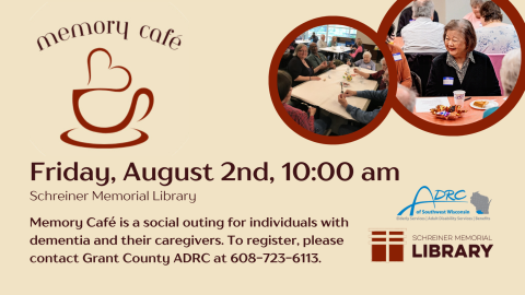 Memory Cafe Friday, August 2nd at 10:00 am