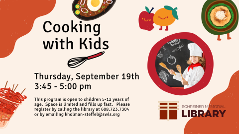 Children from age 5 learn how to create dishes by following simple recipes. This program is open to children 5-12 years of age. Space is limited.