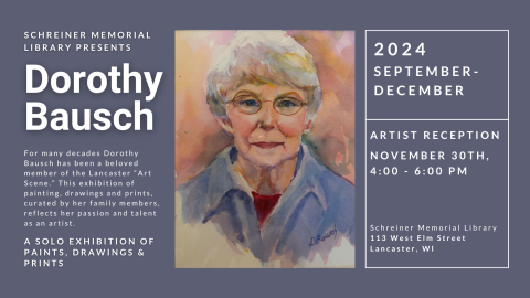 Dorothy Bausch Artist Reception, November 30th, 4:00 pm